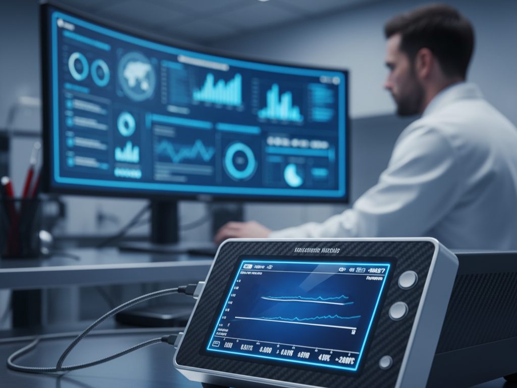 Precision instrument displaying measurement trends in a laboratory